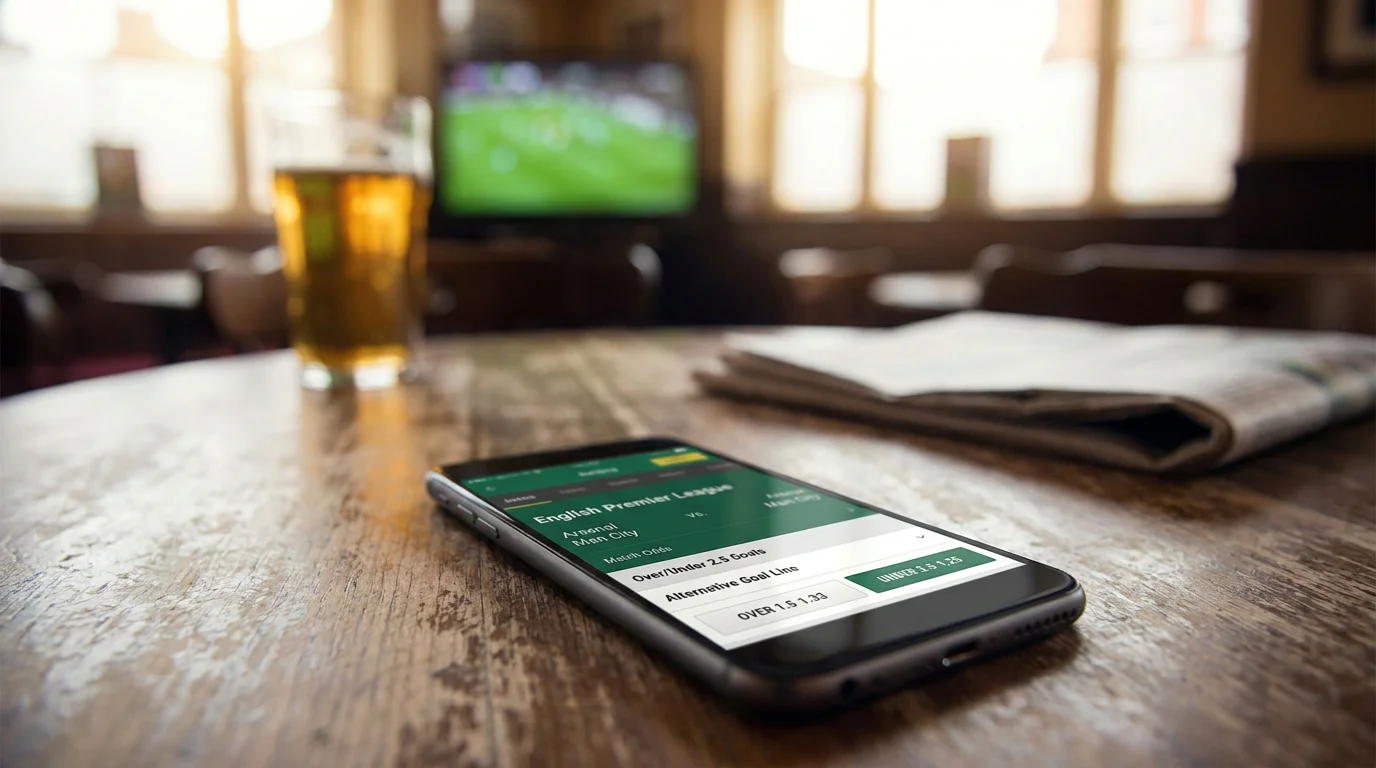 Mobile sportsbook screen showing alternative goal totals of 1.5 and 3.5