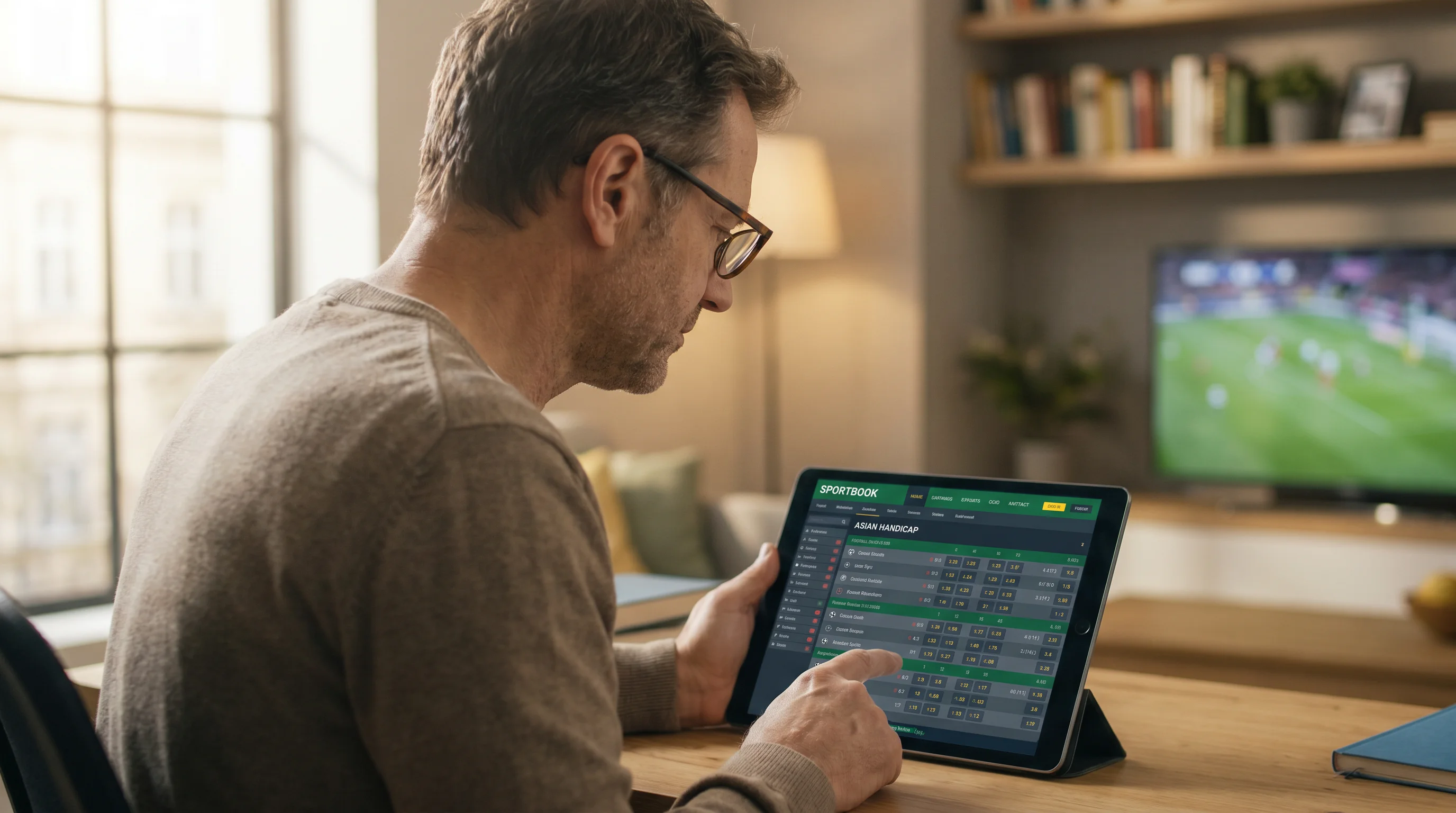 Bettor weighing Asian handicap and 1X2 markets on a sportsbook screen