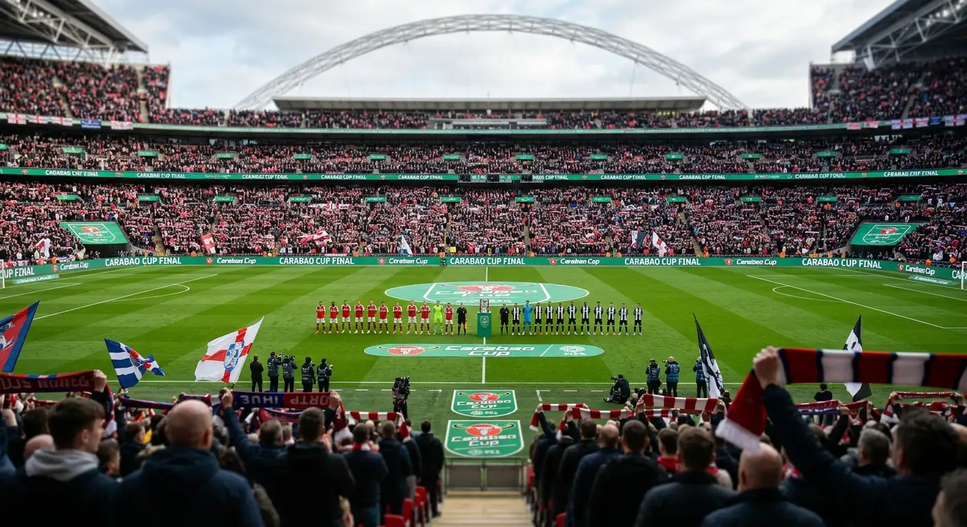 Wembley Stadium prepared for a Carabao Cup final showpiece occasion