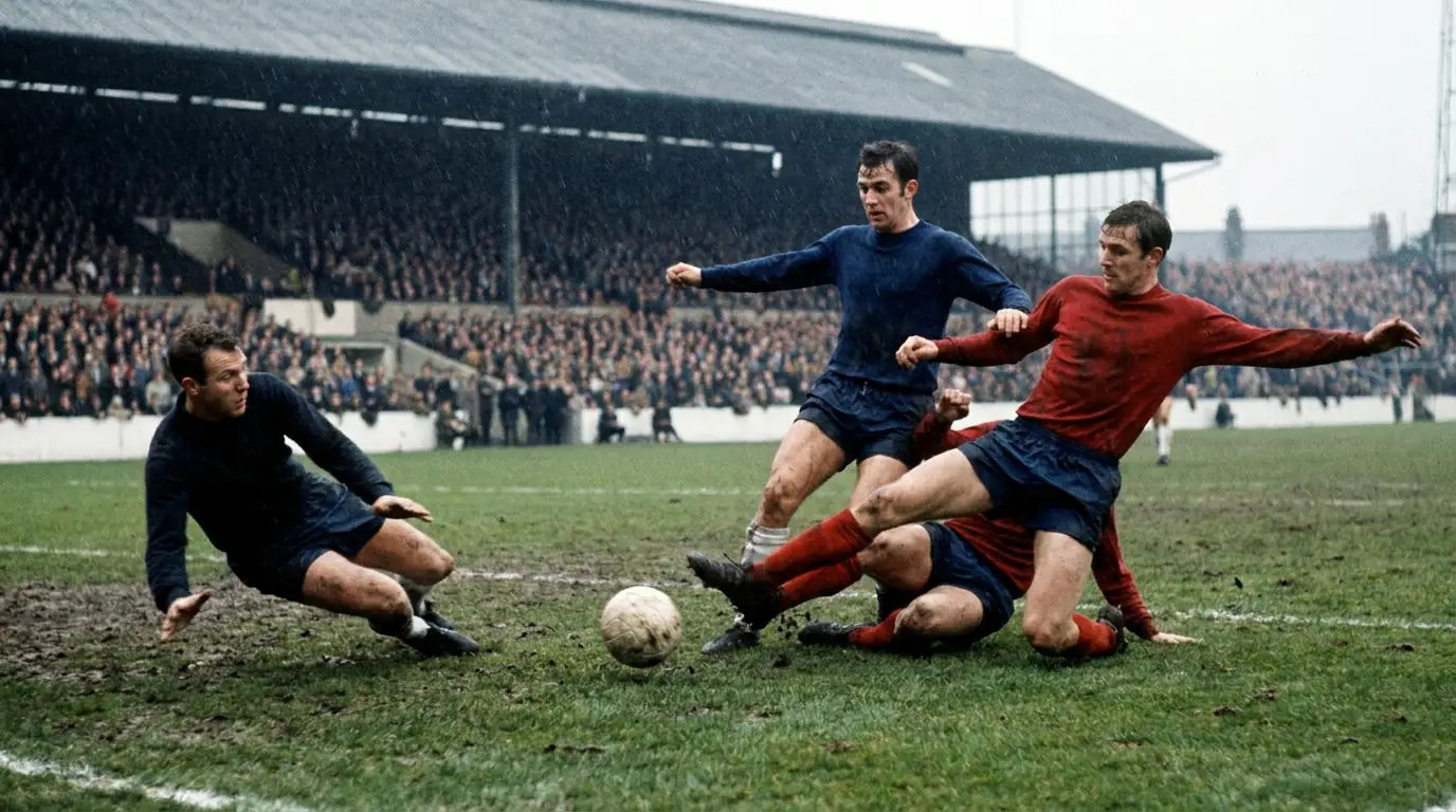Goalmouth scramble in a high-scoring EFL Championship match with attackers and defenders contesting the ball