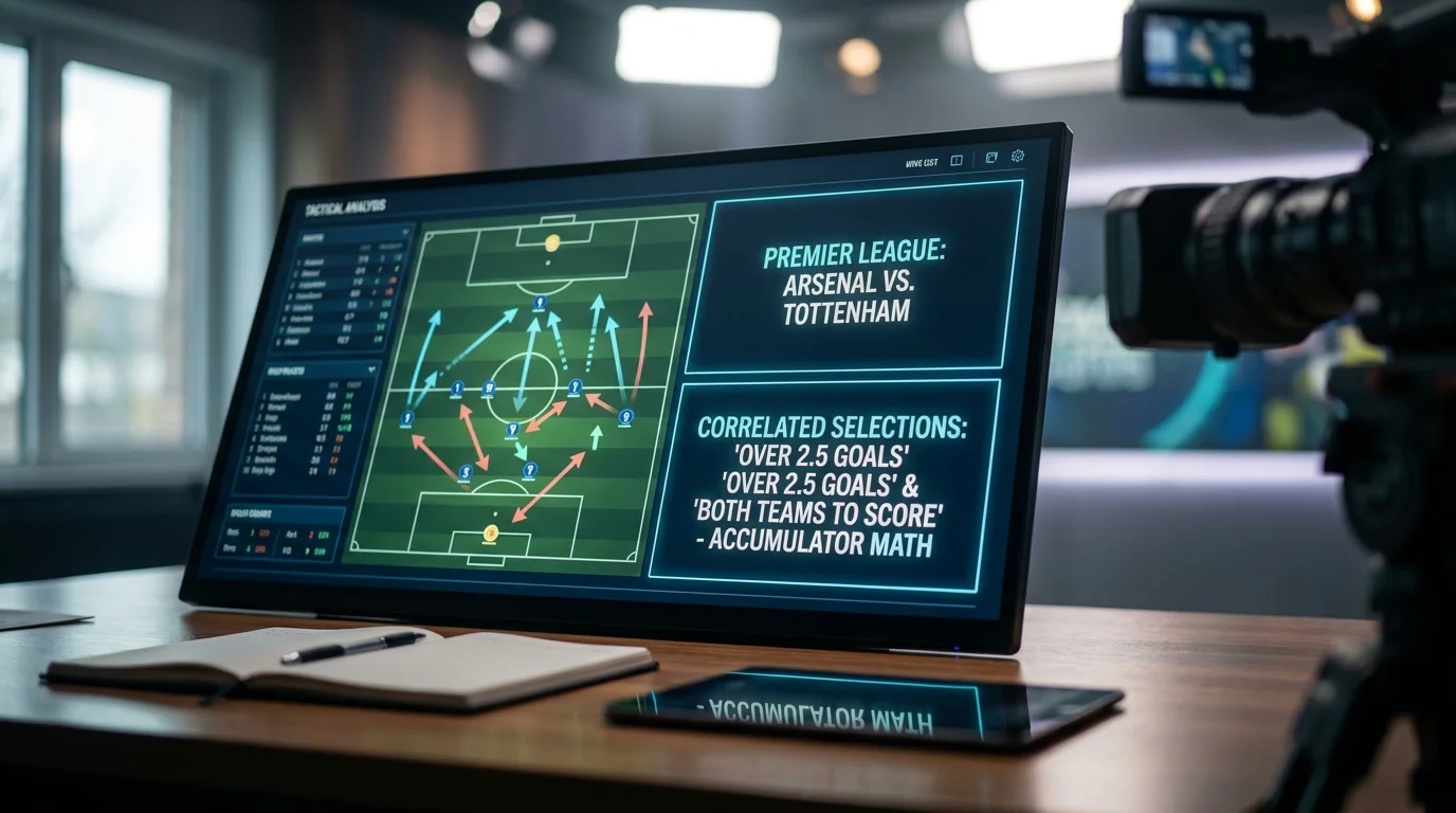 Tactical analysis screen showing two correlated selections from the same Premier League fixture