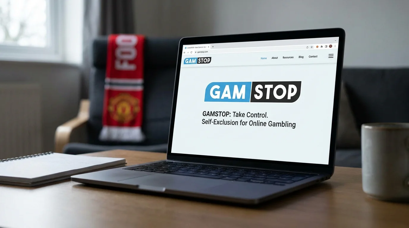 GAMSTOP self-exclusion website open on a laptop screen