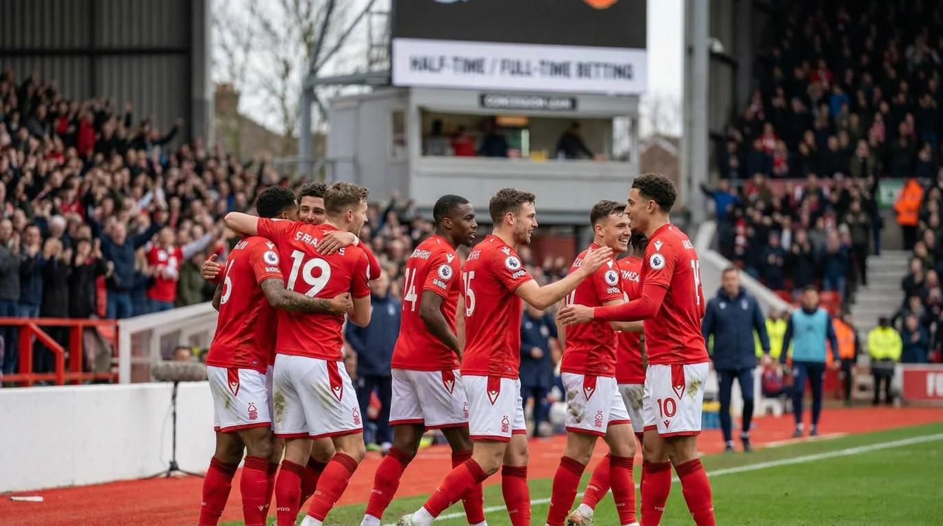 Premier League home side celebrating going in ahead at half-time