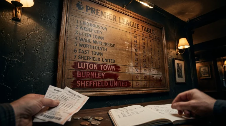 Premier League table with the bottom three relegation zone clubs highlighted in red