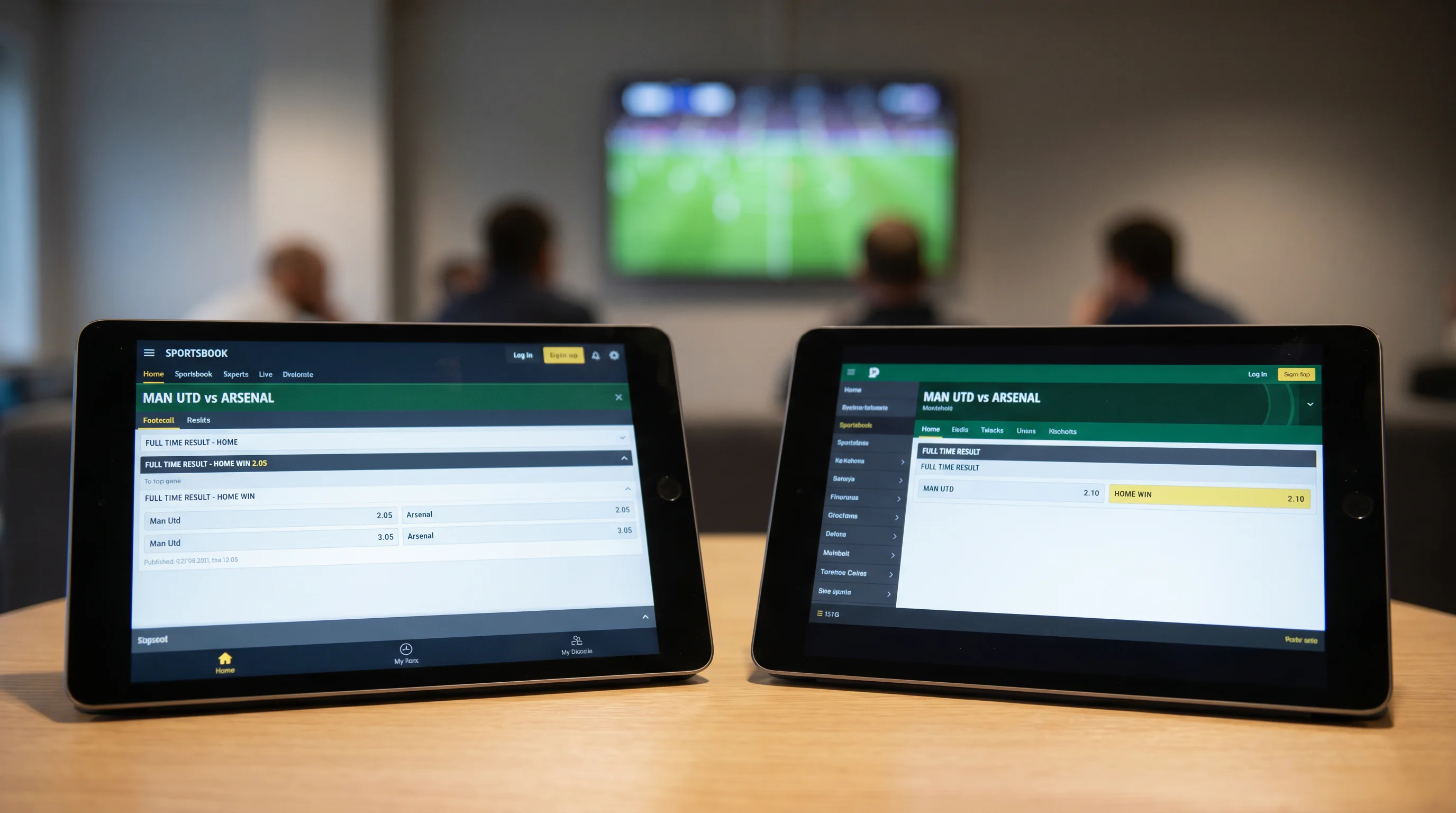 Two UK sportsbook screens side by side showing different prices on the same selection