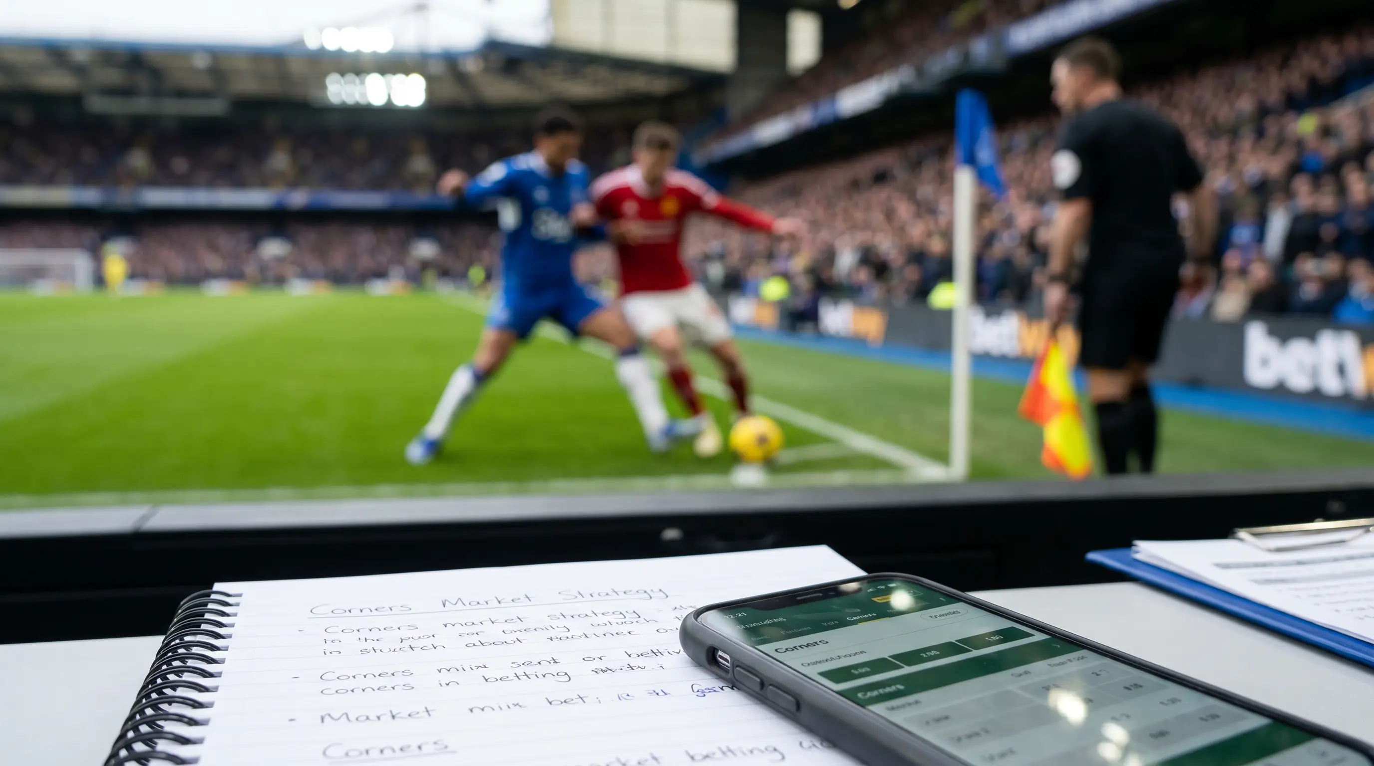 Opening minutes of a Premier League match with both teams pressing for an early corner