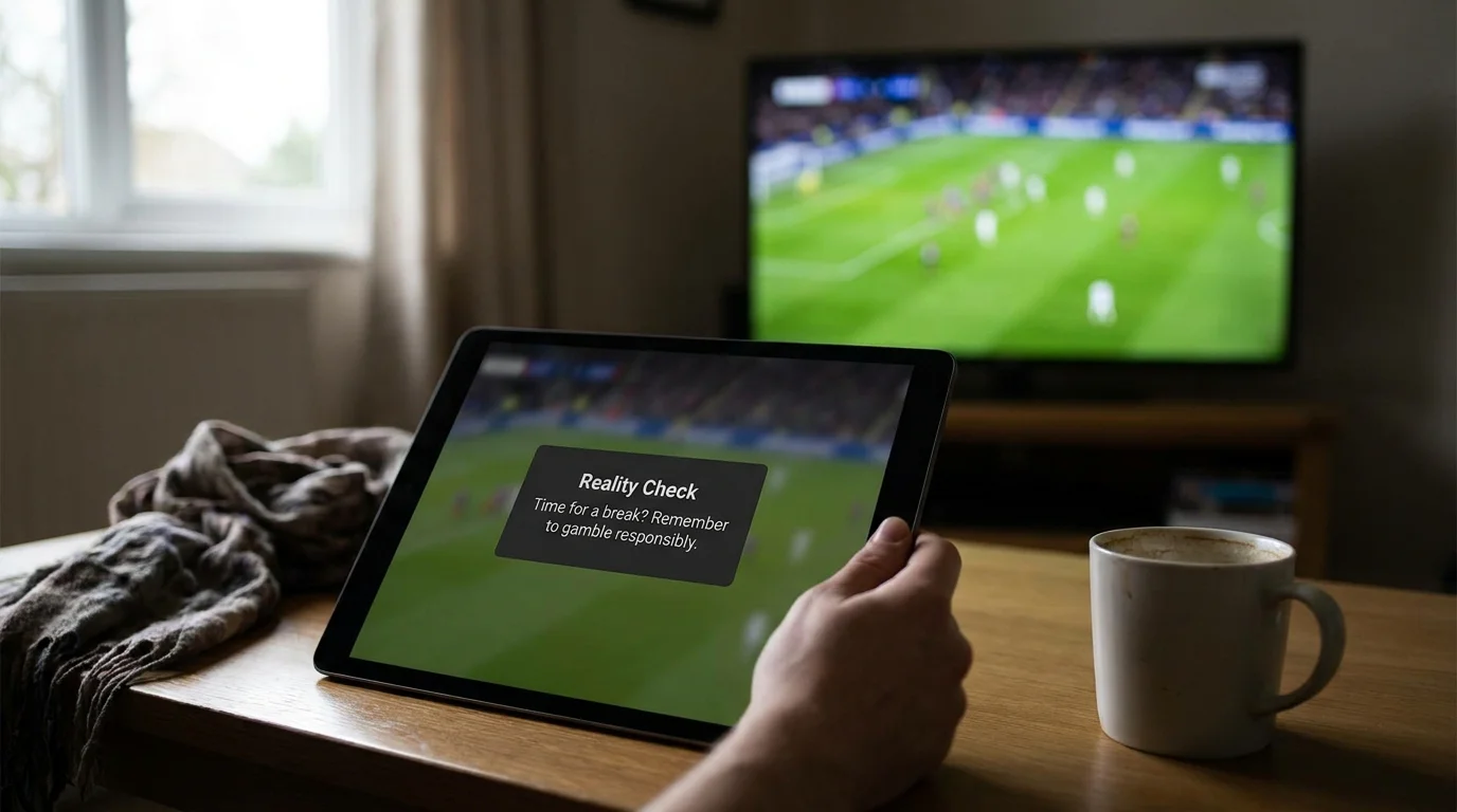 Reality check session pop-up appearing during a betting session