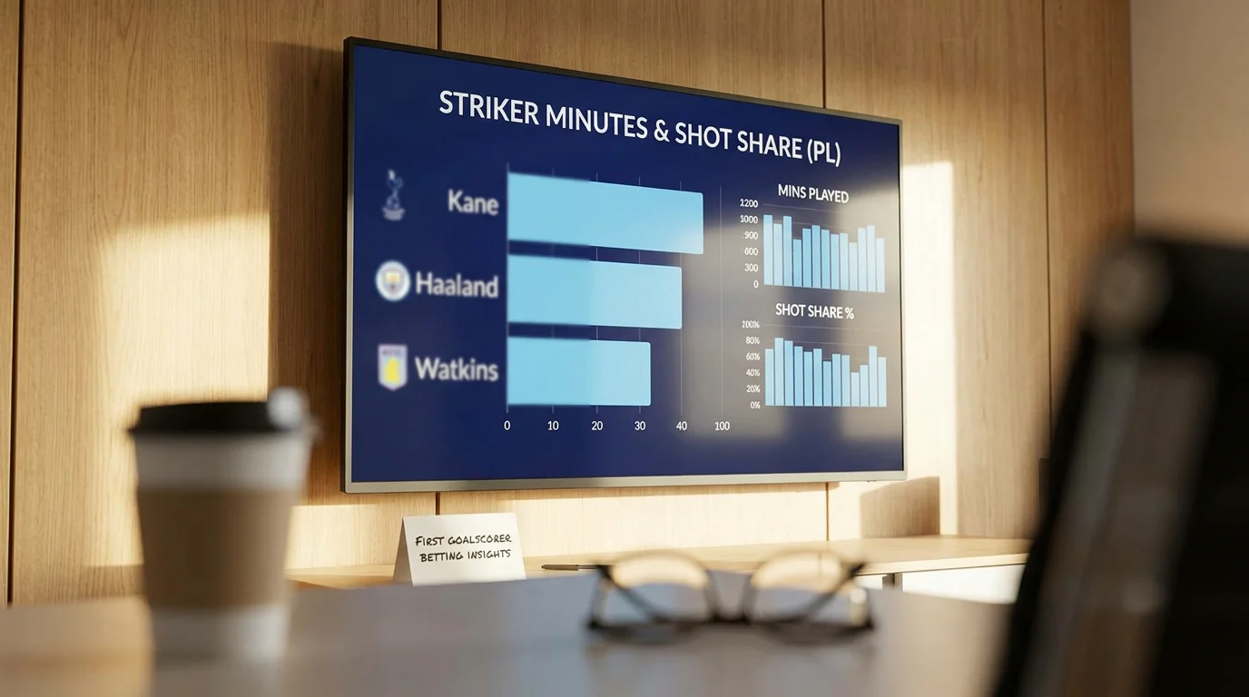 Player stats screen showing minutes played and shot share for Premier League strikers
