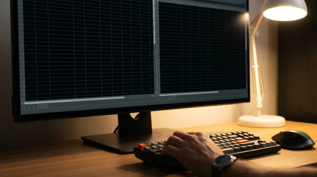 Bettor comparing self-built fair odds against market prices for English football on a desktop screen